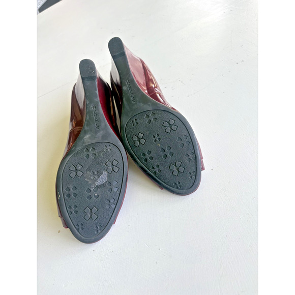 Naturalizer Bonna dark red patent open toe wedge heels shoes size 10 - Picture 8 of 9